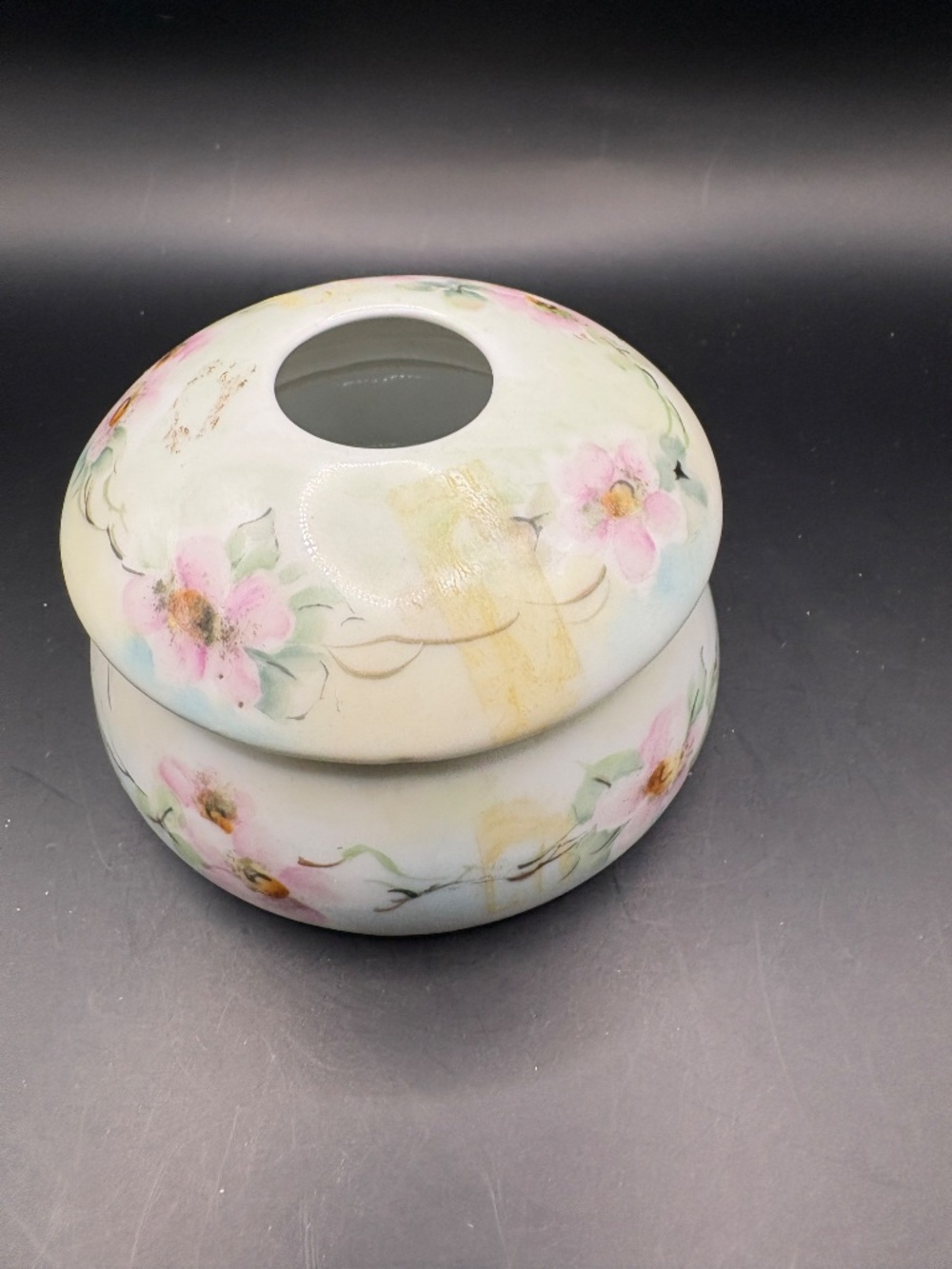 Vintage Bavaria Hair Receiver Hand Painted Floral Box